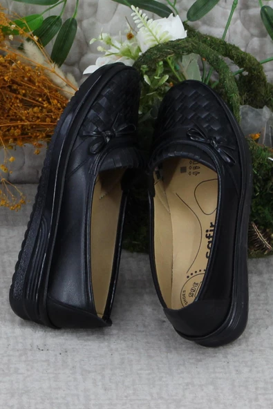 Fort Safir 1292 Siyah Ortopedik Anne Ayakkabısı Klasik Ayakkabı Kadın Günlük Ayakkabı - Resim 5