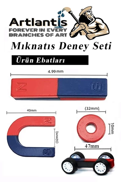 Mıknatıs Seti 10 Parça 1 Paket Deney Malzemesi Okul Projeleri İçin Manyetik U I Araba Halka Mıknatıs Deney Oyun Seti Eğitici - 2