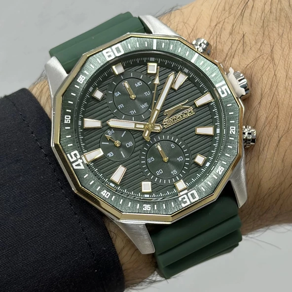 Slazenger Yeşil Silikon Kordon Erkek Kol Saati - Resim 3