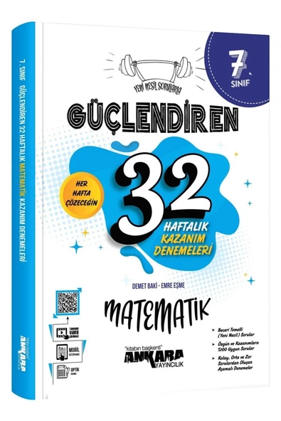 Ankara 7. Sınıf Güçlendiren 32 Haftalık Matematik Kazanım Denemeleri 2023