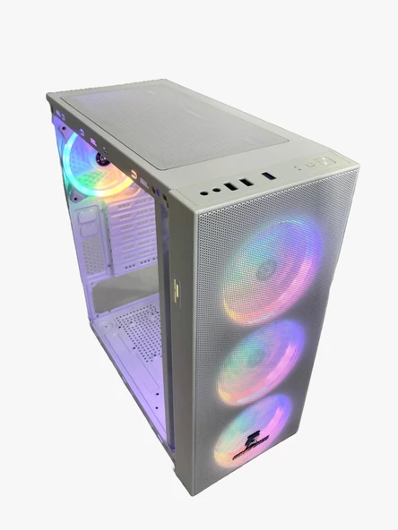 Gameforce Wmesh Beyaz 4x120mm Rainbow Fan ATX Oyuncu Bilgisayar Kasası