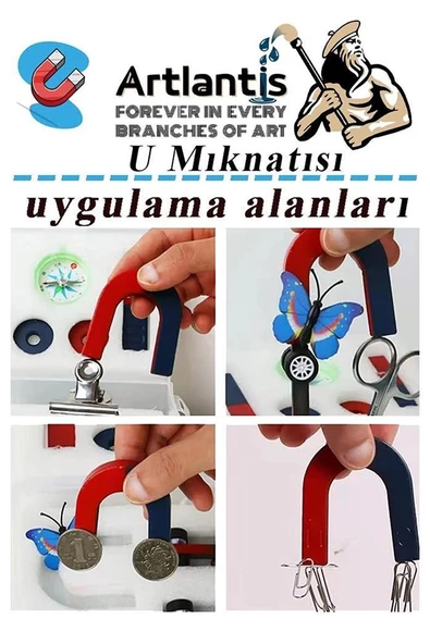 Mıknatıs Seti 10 Parça 1 Paket Deney Malzemesi Okul Projeleri İçin Manyetik U I Araba Halka Mıknatıs Deney Oyun Seti Eğitici - 4