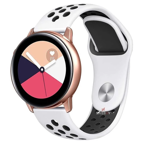 Huawei Watch GT3 Elite-Active 46mm-GT3 Pro-GT3 Se Uyumlu FlexAir Supreme Silikon Kordon  Beyaz - Siyah