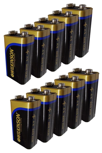 9 Volt Pil 10 Adet Extra Güçlü Karbon 9 Wolt Çift Başlıklı Kare Pil Oyuncak Araba Radyo Telsiz Drone El Feneri Duman Dedektörü