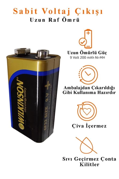 9 Volt Pil 1 Adet Extra Güçlü Karbon 9 Wolt Çift Başlıklı Kare Pil Oyuncak Araba Radyo Telsiz Drone El Feneri Duman Dedektörü - 2