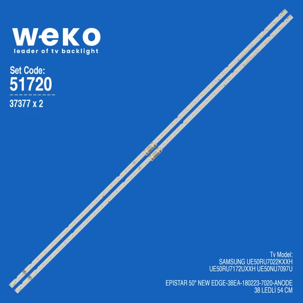 WKSET-6720 37377X2 EPISTAR 50 NEW EDGE-38EA-180223-7020-ANODE  2 ADET LED BAR (38LED)