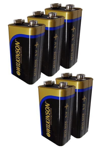 9 Volt Pil 5 Adet Extra Güçlü Karbon 9 Wolt Çift Başlıklı Kare Pil Oyuncak Araba Radyo Telsiz Drone El Feneri Duman Dedektörü