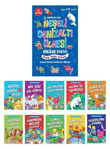 Bıcırık 1. Sınıf Renkli Heceli Neşeli Denizaltı Ülkesi 10 Kitap