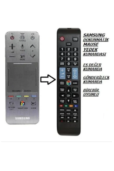 Samsung Smart Tv Için Uzaktan Kumanda UA55H6300AW UA60H6300AW UE32H5500 UE40H557 Pil Hediyeli - 2