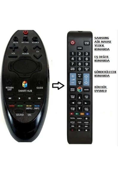 Samsung Sihirli Air Akıllı Kumanda Yerine Tuşlu Led Televizyon Kumanda Pil Hediyeli ürün görseli