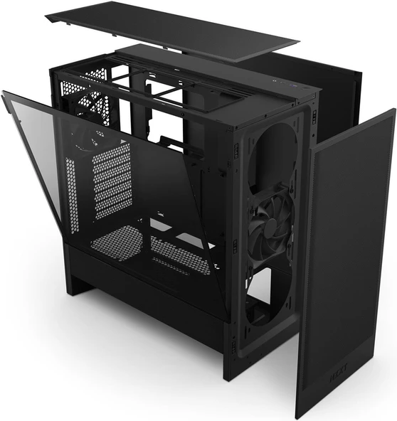 NZXT H5 Flow 2024 CC-H52FB-01 2 Fanlı ATX Siyah Bilgisayar Kasası - 4