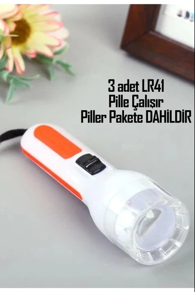 4 Adet Pilli Küçük El Feneri Anahtarlık Lambası Acil Durum Deprem Çantası Feneri Kulplu T50-4 - 4