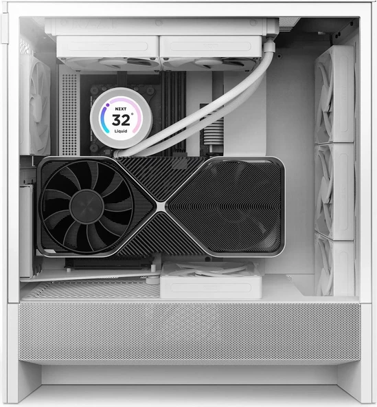 NZXT H5 Flow RGB 2024 CC-H52FW-R1 F360 RGB Fanlı ATX Beyaz Bilgisayar Kasası - 3