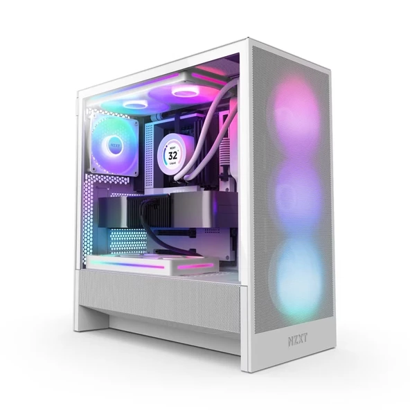 NZXT H5 Flow RGB 2024 CC-H52FW-R1 F360 RGB Fanlı ATX Beyaz Bilgisayar Kasası