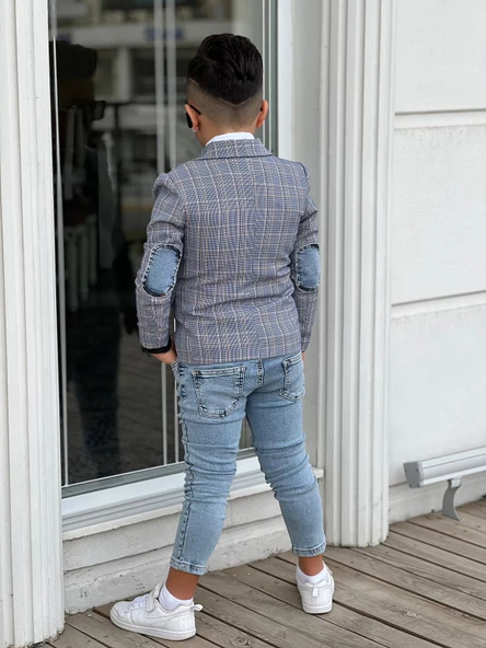 Uğurböceğiçocuk Ekose Denim Detaylı 5 Parça Erkek Çocuk Takım - 10