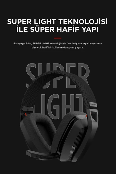 Rampage  BLITZ Siyah Wireless 2.4G+ Bluetooth Mikrofonlu Kablosuz Oyuncu Kulaklığı - 3