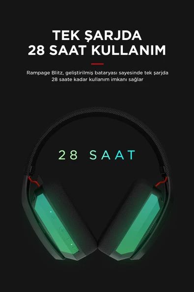 Rampage  BLITZ Siyah Wireless 2.4G+ Bluetooth Mikrofonlu Kablosuz Oyuncu Kulaklığı - 4