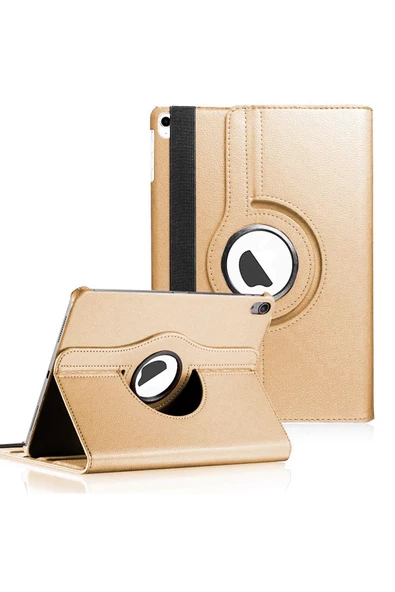 Apple Ipad Air 11 Uyumlu 2024 Kılıf (A2902-A2903) 360 Rotating Stand Deri Gold