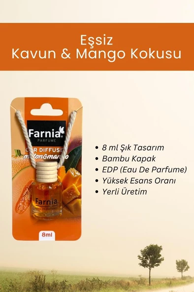 Farnia Yüksek Esanslı Askılı Araç Kokusu EDP Parfüm Mango Kavun 8 Ml - 3