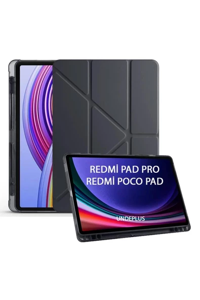 Xiaomi Redmi Pad Pro / Poco Pad 12.1Inç Kılıf Kalem Bölmeli Trifolding Case (Düz Redmi Pad Değildir)