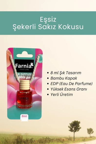 Farnia Yüksek Esanslı Askılı Araç Kokusu EDP Parfüm Tatlı Sakız 8 Ml - 3
