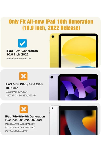 Apple Ipad 10. Nesil 10.9 2022 Kılıf Grafiti Şeffaf Kalem Bölmeli A2696 A2757 A2777