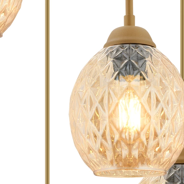 Nino 5Li Yuvarlak Eskitme Modern Sarkıt Oturma Odası Salon Sarkıt Avize - Resim 4