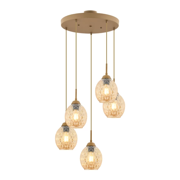 Nino 5Li Yuvarlak Eskitme Modern Sarkıt Oturma Odası Salon Sarkıt Avize - Resim 2