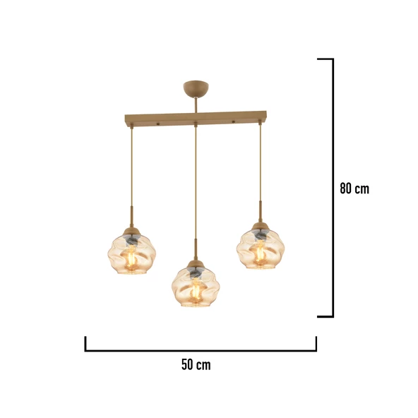 Apliqa Darko 3Lü Sıralı Eskitme Modern Sarkıt Oturma Odası Salon Sarkıt Avize - Resim 3