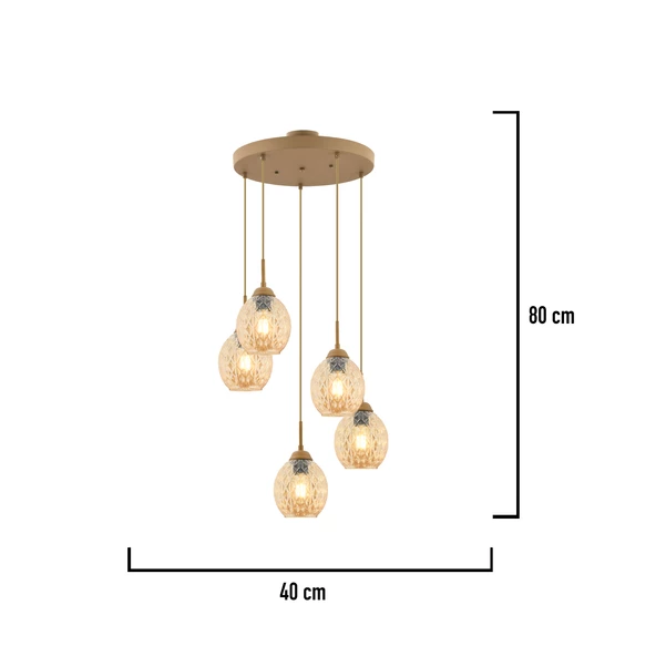 Nino 5Li Yuvarlak Eskitme Modern Sarkıt Oturma Odası Salon Sarkıt Avize - Resim 5