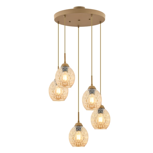 Nino 5Li Yuvarlak Eskitme Modern Sarkıt Oturma Odası Salon Sarkıt Avize - Resim 3