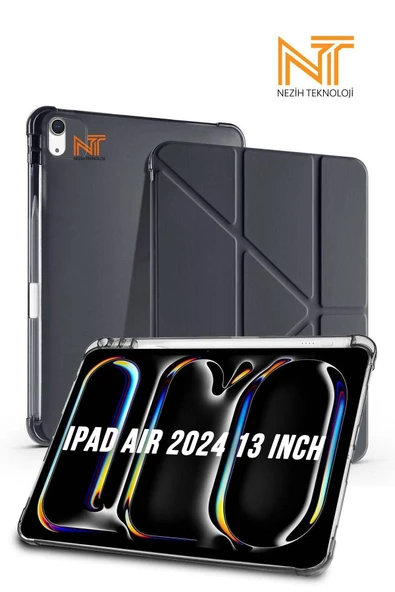 Ipad Air 2024 13 Inch Uyumlu Tri Folding Kalem Bölmeli Uyku Modlu Akıllı Kılıf