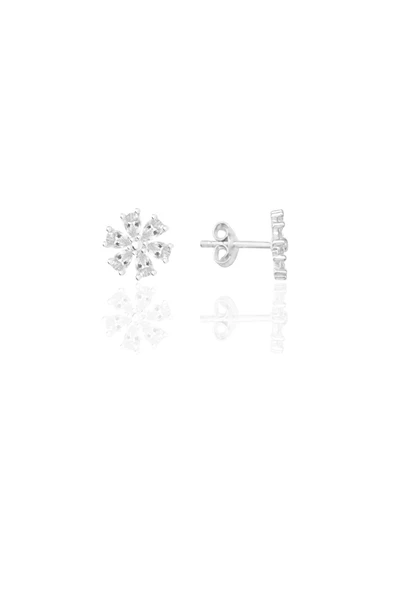Gümüş rodyumlu zirkon taşlı kristal çiçek küpe SGTL12662RODAJ