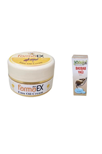 myfarmaex DEVE KUŞU YAĞI KREMİ ( EMU OİL CREAM ) + BAUBAB YAĞI MUHTEŞEM İKİLİ AVANTAJLI SET NHRRR