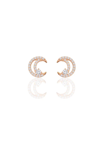 Gümüş rose zirkon taşlı hilal ışıltısı kadın küpe SGTL12655ROSE - 2