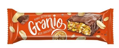 Granio Fıstıklı ve Fıstık Ezmeli Sütlü Çikolata Kaplamalı Bar 40 gr X 24 Adet