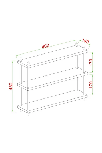 AYMOBSAN İnci Baharatlık, Mutfak Rafı, Çok Amaçlı Raf, 3 Katlı , Metal Ayaklı, Organizer, 40 cm Sis Gri - 2