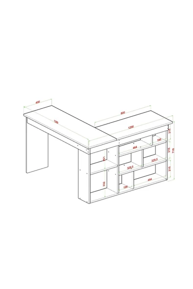 AYMOBSAN PERA RAFLI ÇALIŞMA MASASI FREZYA - 3