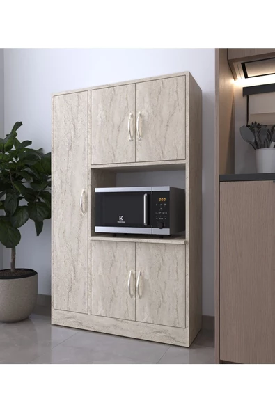 AYMOBSAN RİVA 5 KAPAKLI ÇOK AMAÇLI DOLAP MUTFAK&BANYO DOLABI,KİLER Traverten - 3