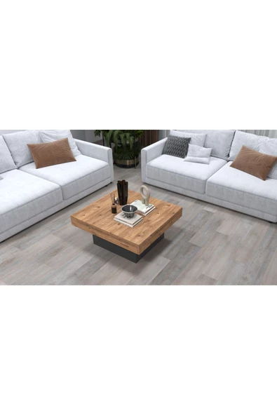 AYMOBSAN Medusa Kare, Modern Orta Sehpa, 90 Cm Atlantik Çam - 2
