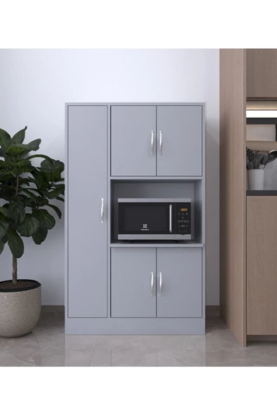 AYMOBSAN RİVA 5 KAPAKLI ÇOK AMAÇLI DOLAP MUTFAK&BANYO DOLABI,KİLER Sis Grisi