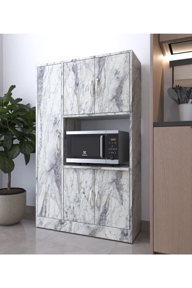 AYMOBSAN RİVA 5 KAPAKLI ÇOK AMAÇLI DOLAP MUTFAK&BANYO DOLABI,KİLER Mermer Desenli - 3