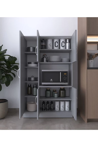 AYMOBSAN RİVA 5 KAPAKLI ÇOK AMAÇLI DOLAP MUTFAK&BANYO DOLABI,KİLER Sis Grisi - 2