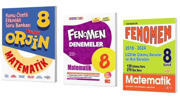 FENOMEN YAYINLAR Orjin 8 Matematik Konu Özetli Etkinlikli Soru Bankası + Denemeler + Çıkmış Sorular (2018-2024)