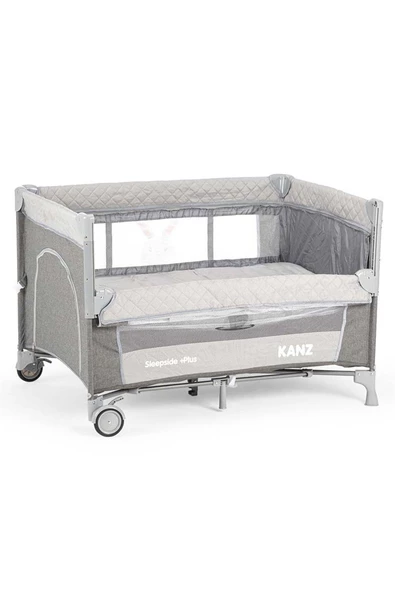 Kanz Sleepside +Plus Anne Yanı Park Yatak ve Oyun Parkı Gri - 7
