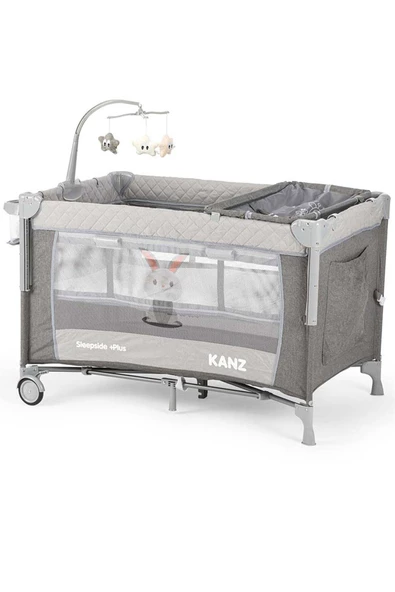 Kanz Sleepside +Plus Anne Yanı Park Yatak ve Oyun Parkı Gri - 4