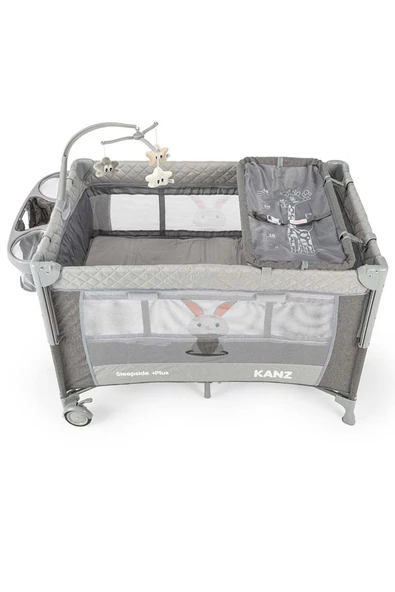 Kanz Sleepside +Plus Anne Yanı Park Yatak ve Oyun Parkı Gri - 6