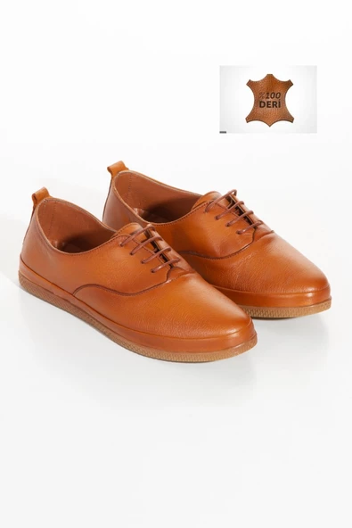Kadın Taba Anatomik Deri Ayakkabı Babet - 3