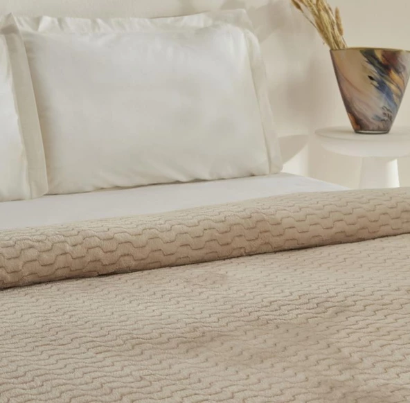 Karaca Home Raunda Ekru Tek Kişilik Weelsoft Battaniye - 3