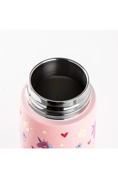 Tantitoni PEMBE PASLANMAZ ÇELİK ÇOCUK TERMOSU 480ML - Resim 3